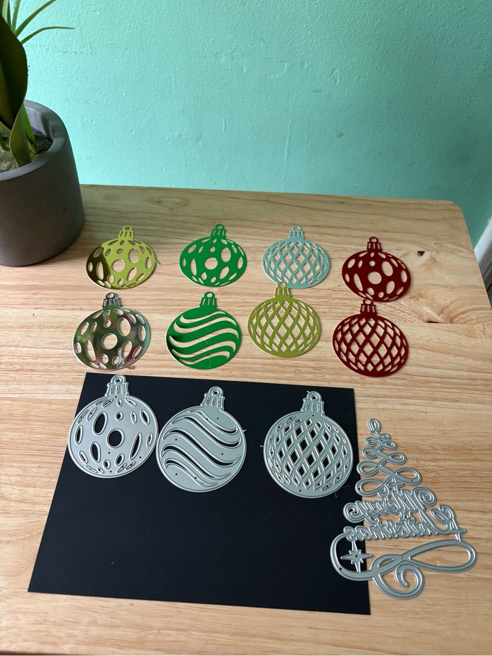 Holiday Ornament Die Cut Set - Green, Red, Gold, Silver